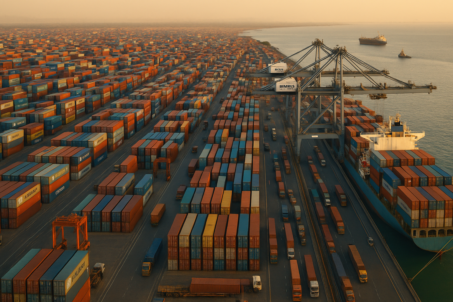 O Porto Jawaharlal Nehru (JN Port), o principal porto de contêineres da Índia, enfrenta uma congestão crítica que expõe